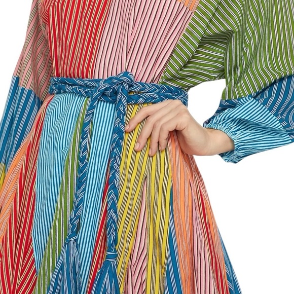 NWT Rhode Ella Cotton Patchwork Pinstripe Minidress Size S - Picture 5 of 16